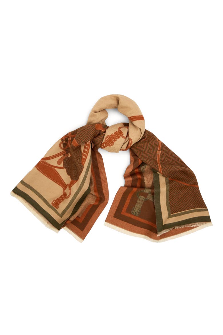Horse Lover Reversible Print Scarf, Alternate, color, KHAKI