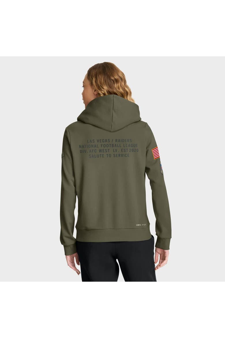 Women's Nike Olive Las Vegas Raiders 2025 Salute to Service Sideline Standard Issue Dri-FIT Hoodie, Alternate, color, Olive