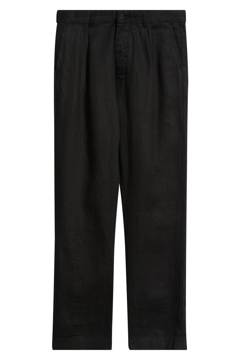 Alta Pleated Linen Trousers, Alternate, color, NIGHT