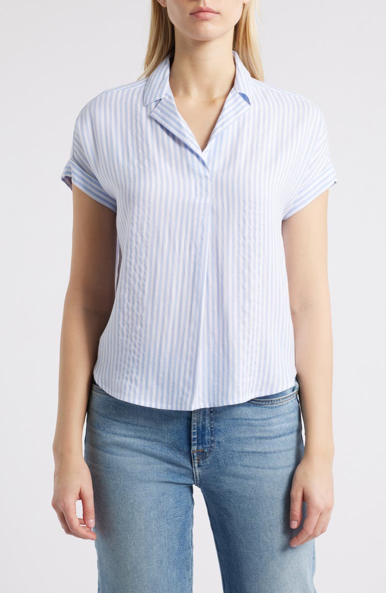 beachlunchlounge Denise Stripe Shirt, Main, color, Fresh Peri