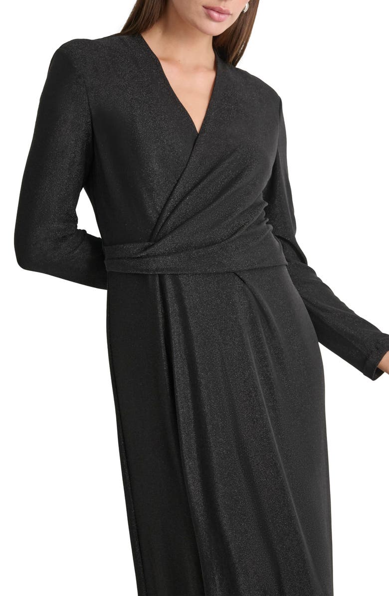 DKNY Long Sleeve A-Line Dress, Alternate, color, Black/ Black