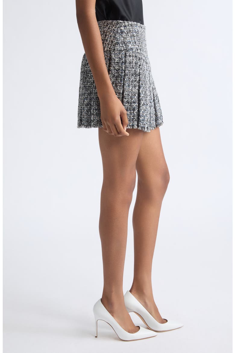 Emilie Pleated Miniskirt, Alternate, color, BLACK/ OFF WHITE