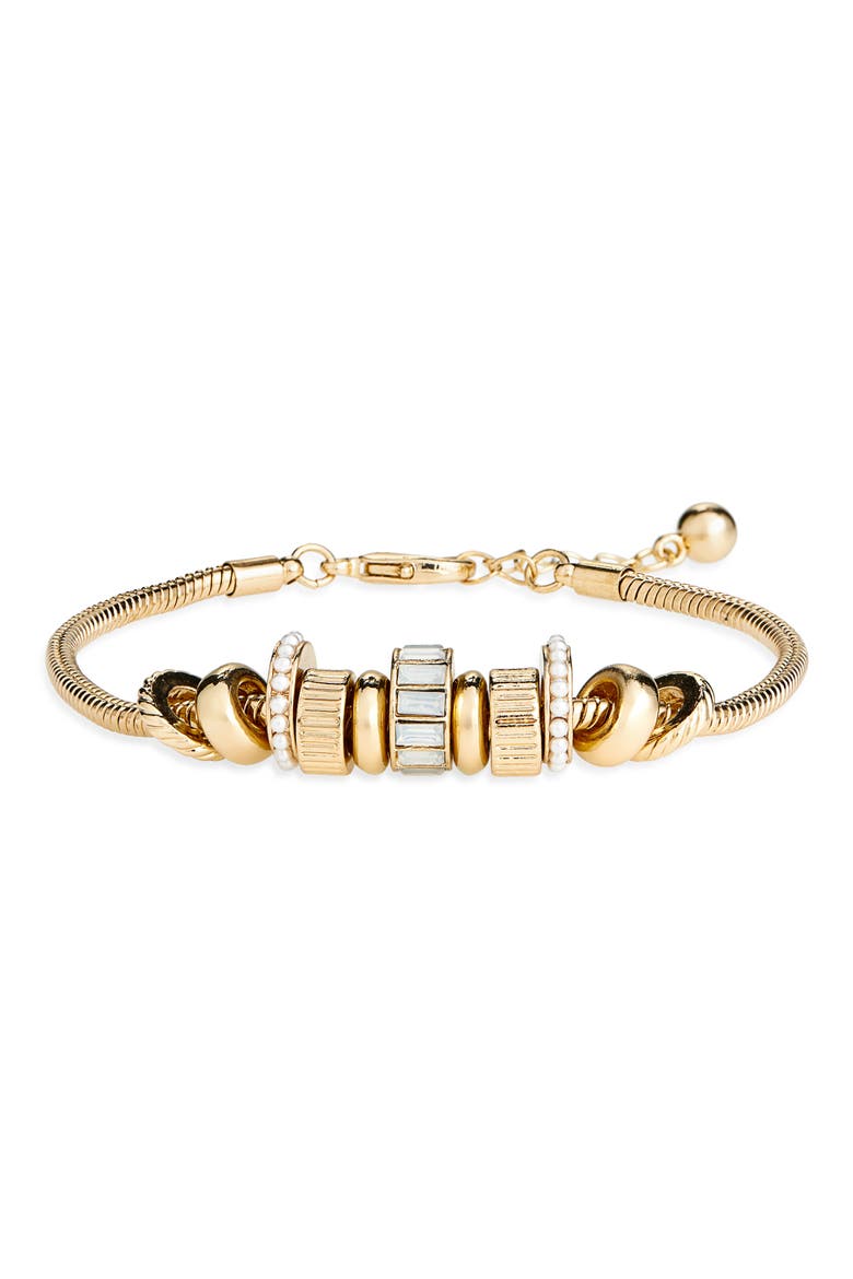 Floating Disc Bracelet, Main, color, CLEAR- GOLD