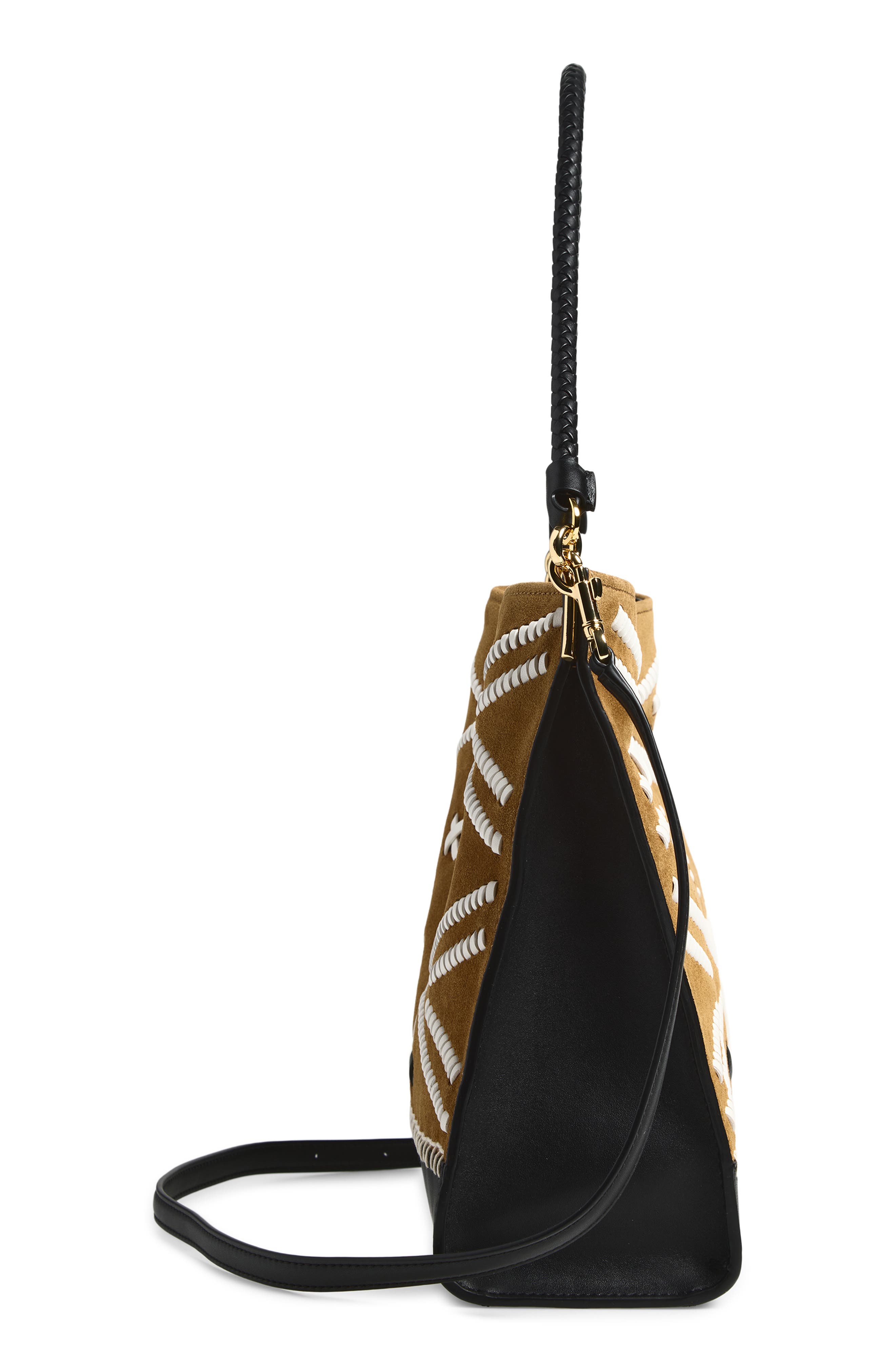 Veronica Motif Suede & Leather Hobo, Alternate, color, ACORN MULTI