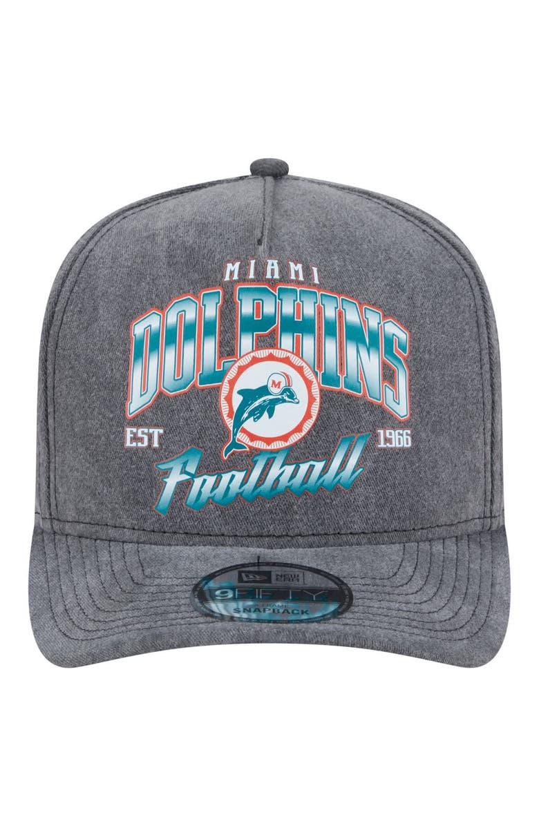 New Era Men's New Era Black Miami Dolphins Throwback Washed A-Frame 9FIFTY Snapback Hat, Alternate, color, Black