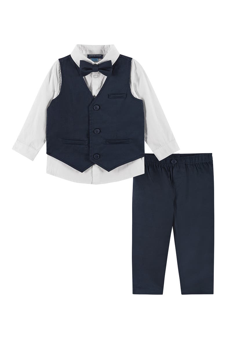 Bowtie, Vest, Button-Up Shirt & Pants Set, Main, color, NAVY