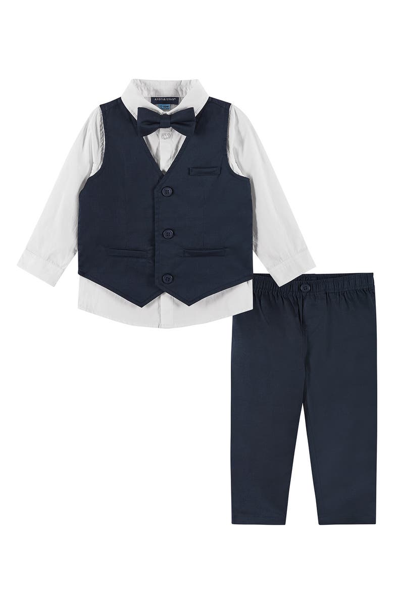 Andy & Evan Bowtie, Vest, Button-Up Shirt & Pants Set, Main, color, Navy
