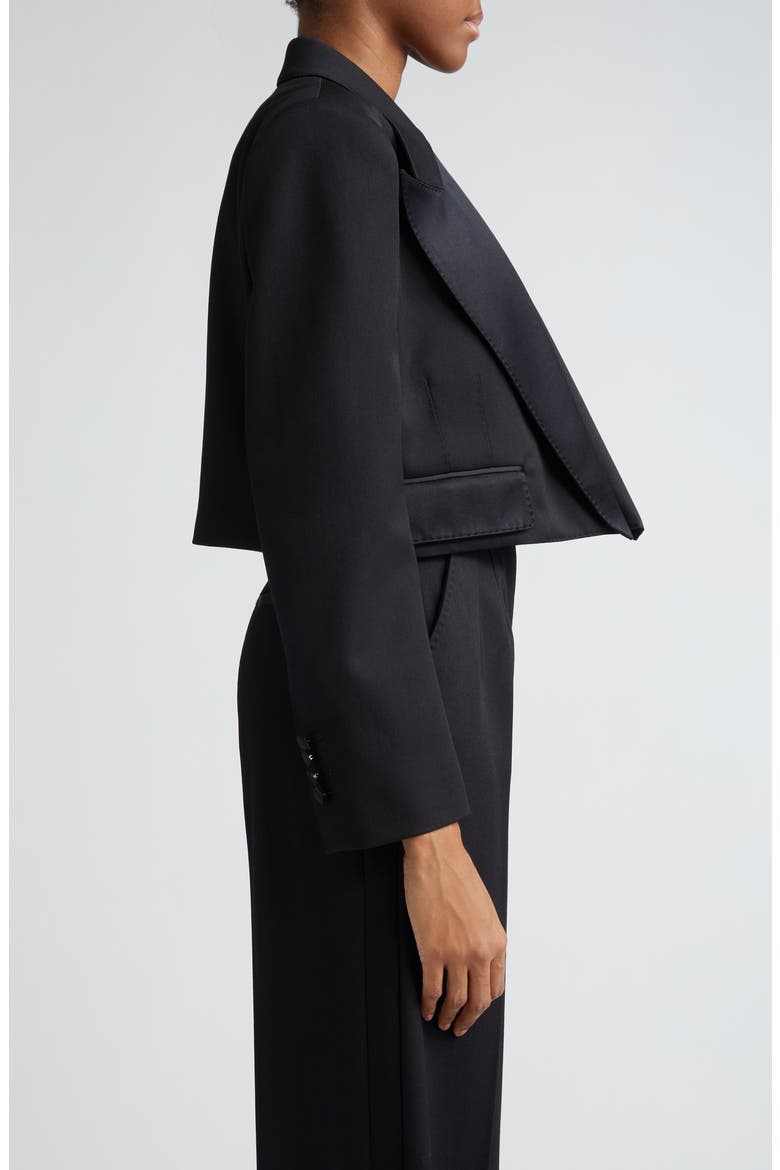Wool Blend Crop Tuxedo Jacket, Alternate, color, NERO