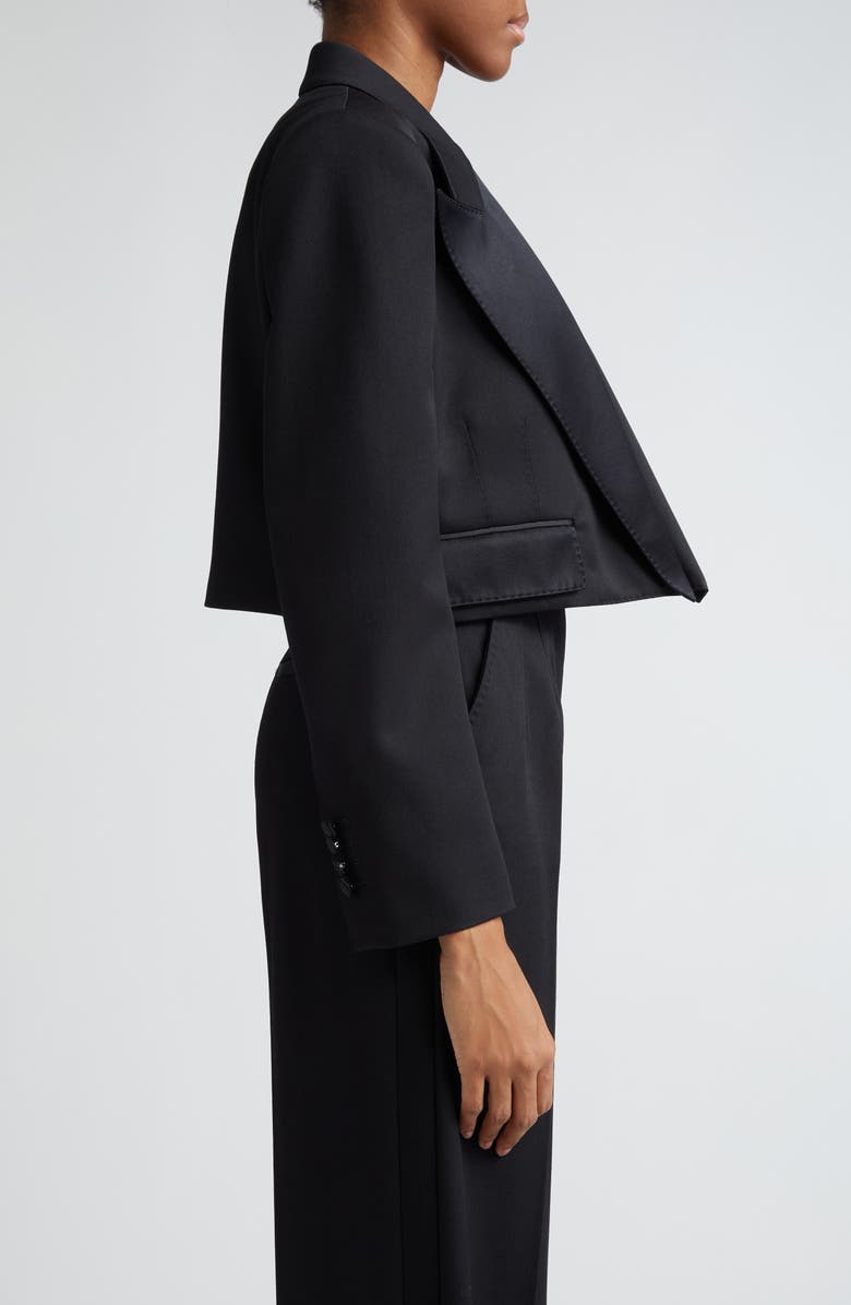 Dolce&Gabbana Wool Blend Crop Tuxedo Jacket, Alternate, color, Nero