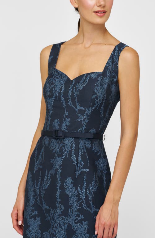 Kay Unger Drew Beaded Embroidery Cocktail Dress In Blue
