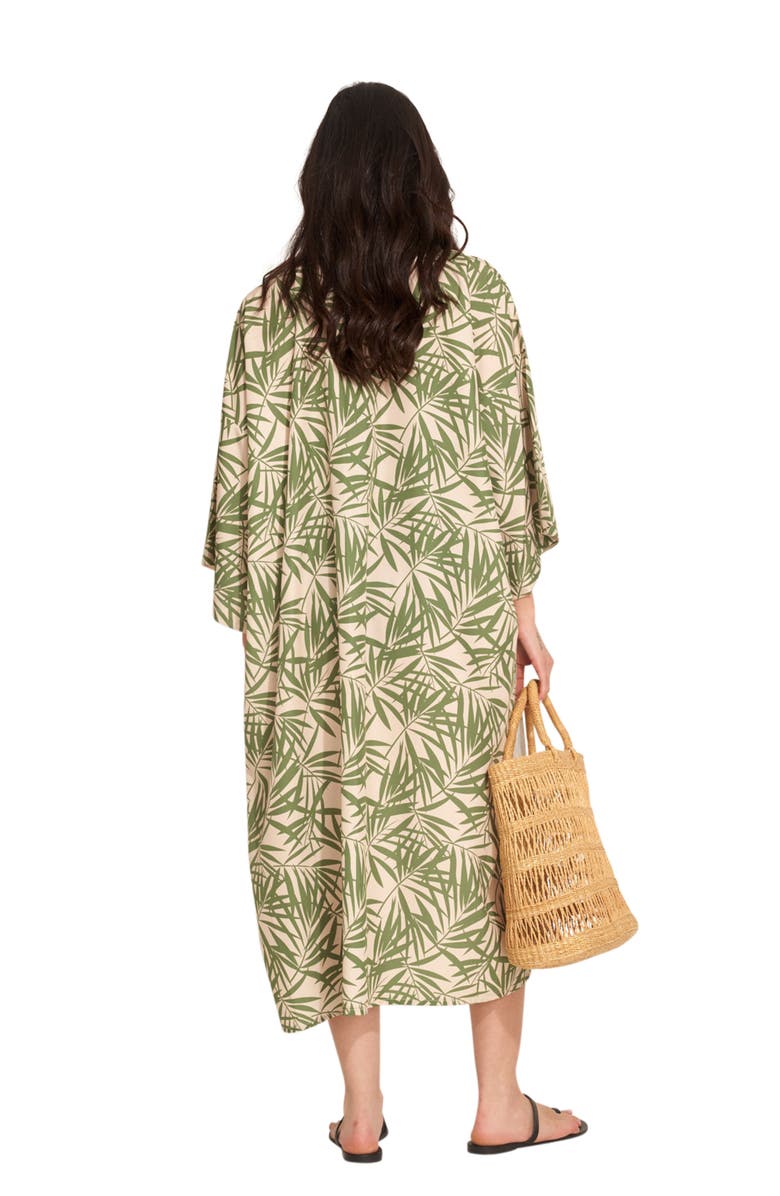 Gottex Beach Life Noam Short Sleeves Swim Cover Up Robe, Alternate, color, Multi/Green