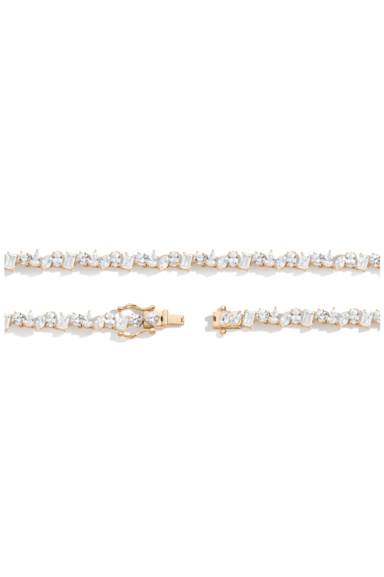 Lab Grown Sapphire Mixed Shape Tennis Necklace, Alternate, color, Yellow Gold Vermeil