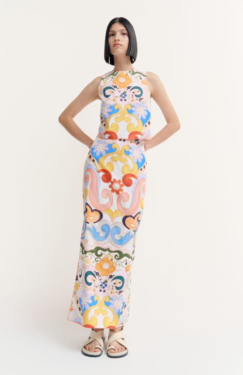 De Loreta Polen Pencil Cotton Midi Skirt In White