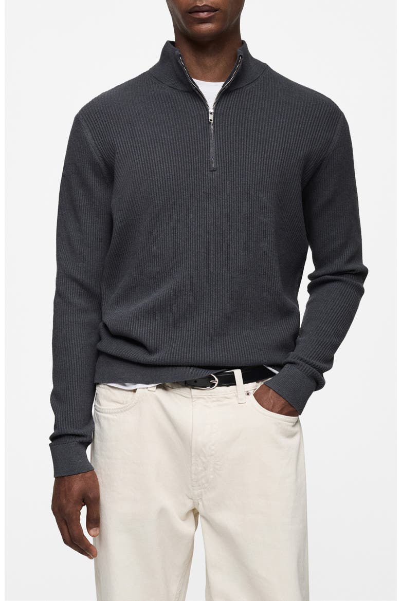 Perkins Half Zip Sweater, Main, color, DARK GREY