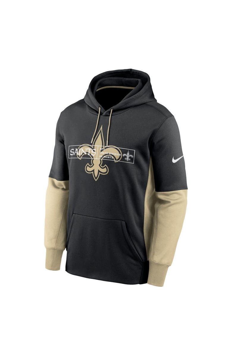 Nike Men's Nike Black New Orleans Saints Color Block Fleece Performance Pullover Hoodie, Alternate, color,