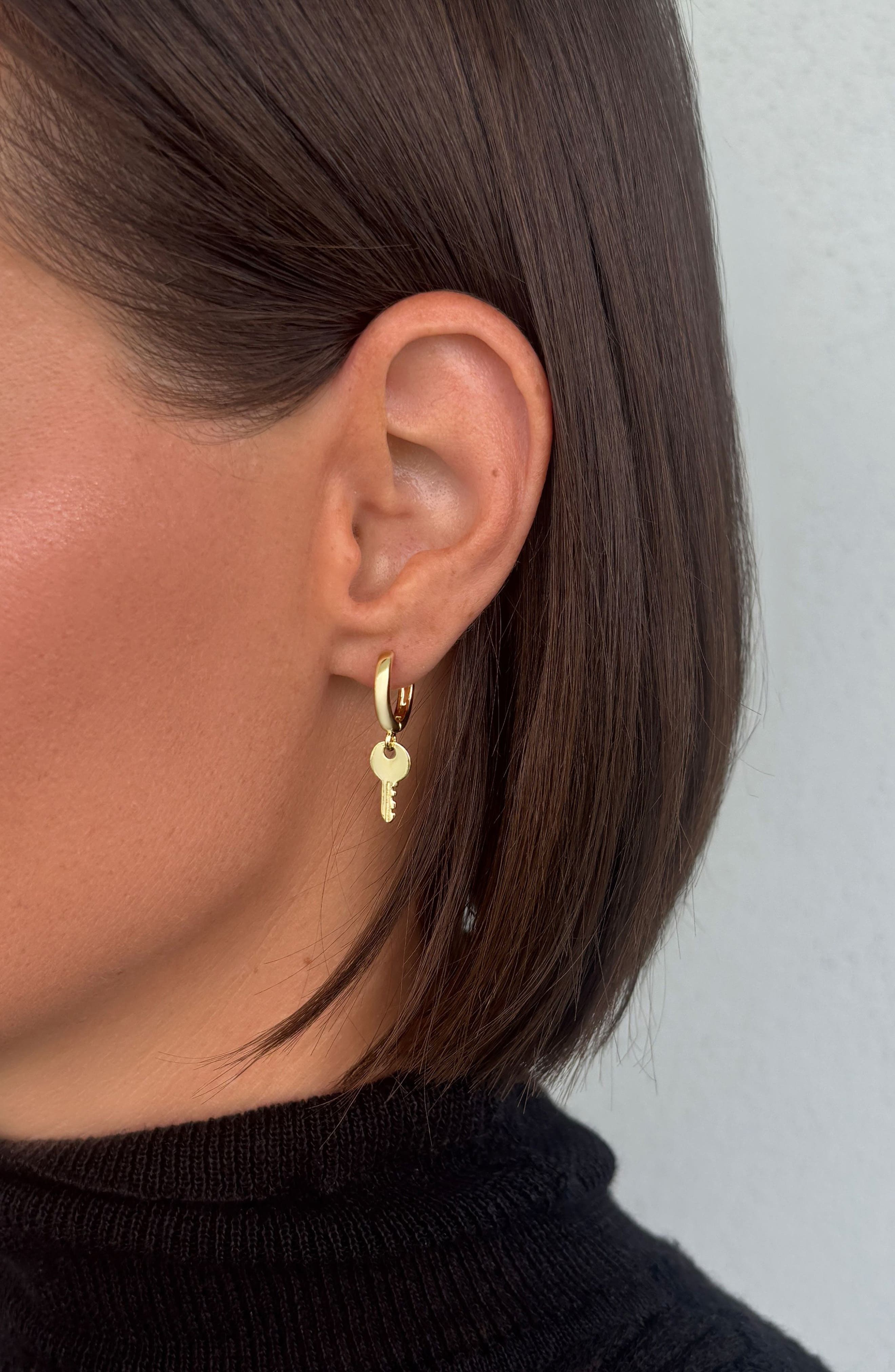 Adornia Lock and Key Huggie Hoop Earrings (Women) | Nordstromrack