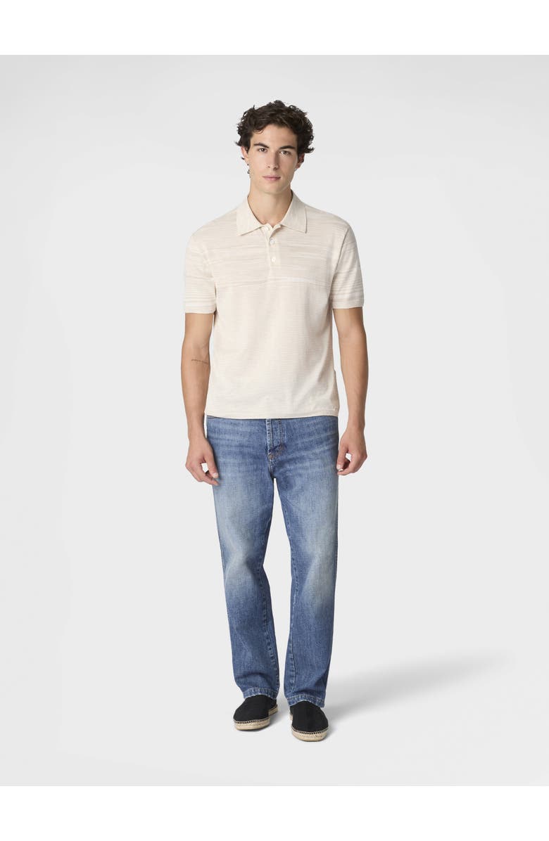 Missoni Flamed Mercerized Cotton Polo Shirt, Alternate, color, Beige& White
