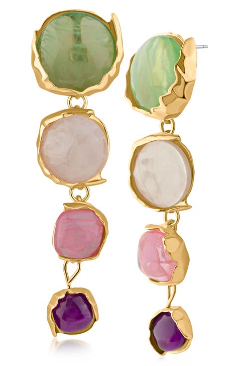 Graduated Sculpted Circle Linear Drop Earrings