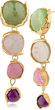 JARDIN Graduated Sculpted Circle Linear Drop Earrings