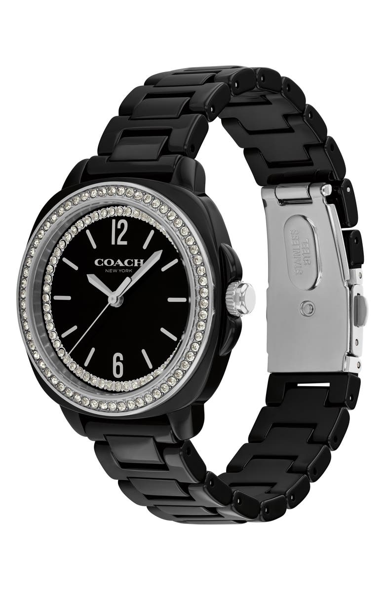 COACH Kitt Crystal Ceramic Bracelet Watch, 34mm, Alternate, color, Black