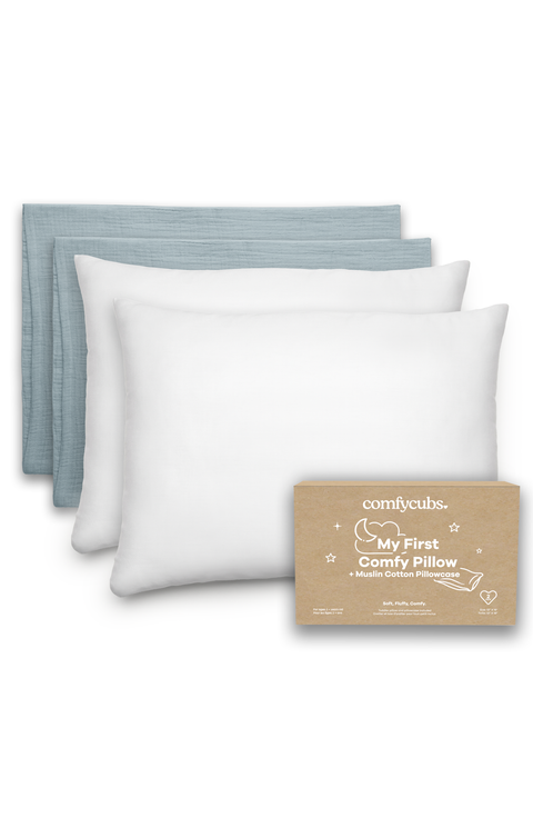 Toddler Pillows with Soft Muslin Pillow Case, Pack of 2