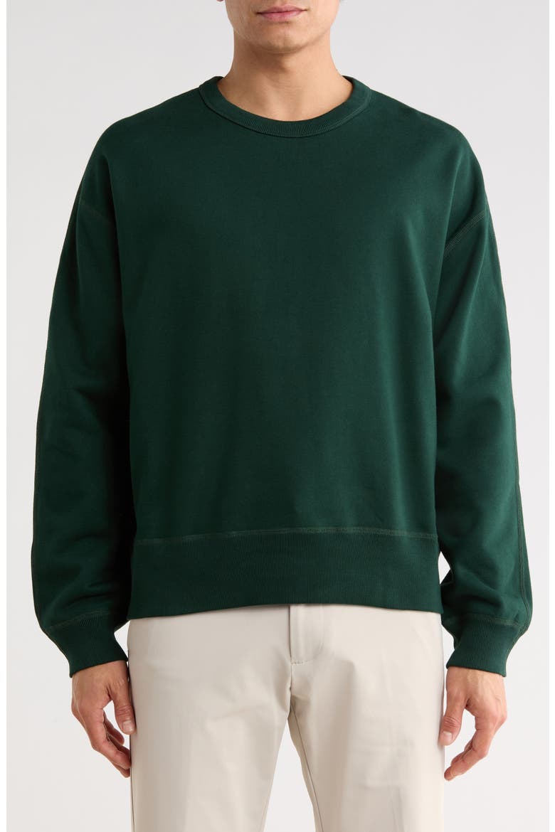 Midweight Terry Relaxed Crewneck Sweatshirt, Main, color, BRITISH RACING GREEN