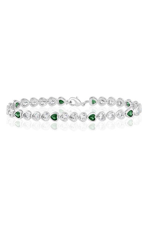 Bezel-Set Heart Cubic Zirconia Bracelet