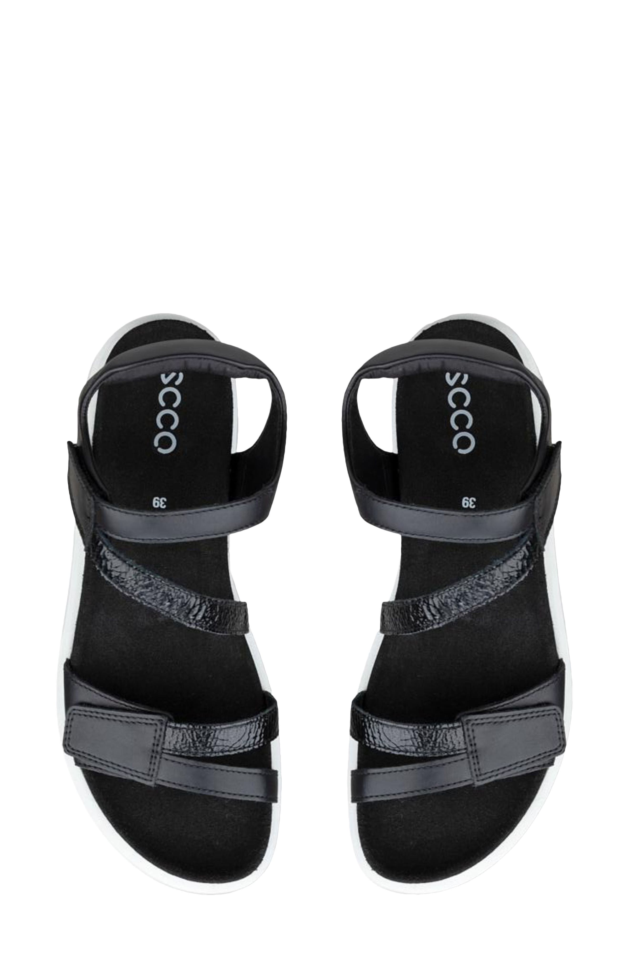 ECCO Soft Three Strap Sandal, Alternate, color, Black/ Black