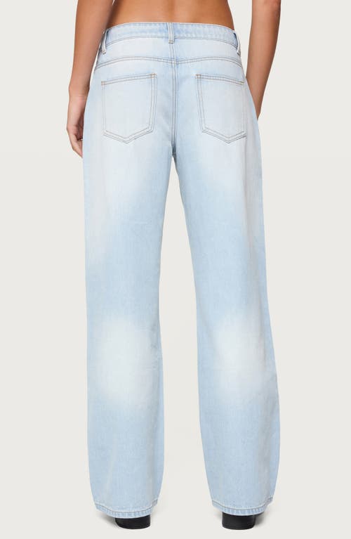 Edikted Magda Acid Wash Low Rise Wide Leg Jeans In Blue