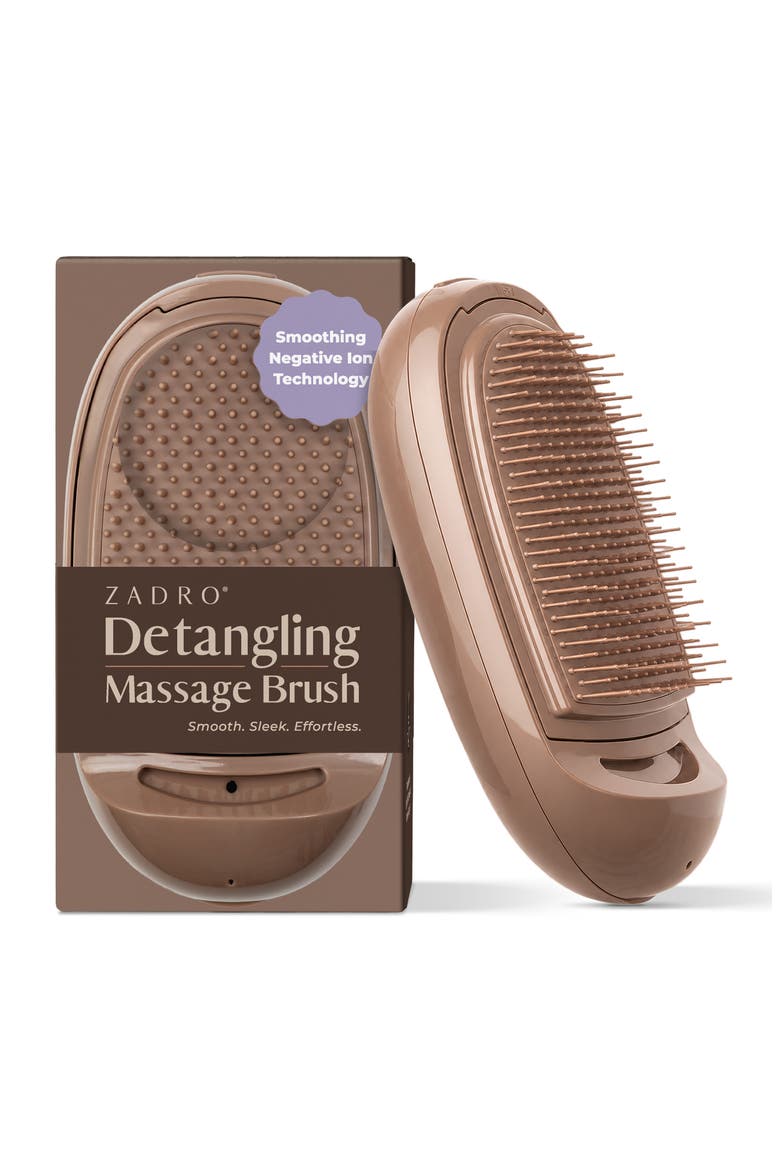 Detangling Massage Brush with Negative Ion Technology, Main, color, Mocha