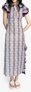 Anna Sui Ombre Ribbons Cotton Ruffle Dress