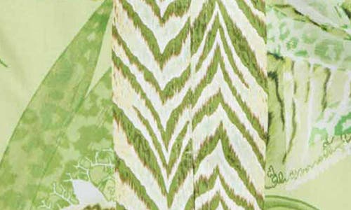 Foxcroft Agnes Mixed Print Three-quarter Sleeve Cotton Popover Top In Green Multi