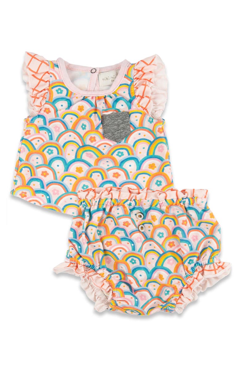 Miki Miette Yasi Ruffle Sleeve Top & Bloomers Set, Alternate, color, Pink