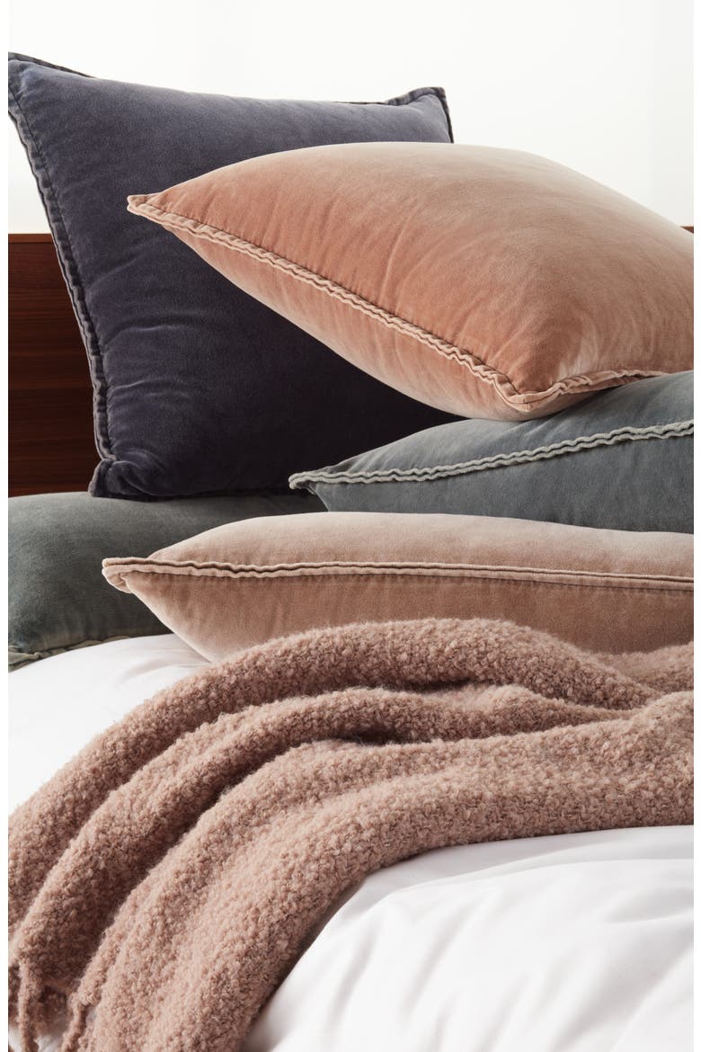 Velveteen Bolster Pillow, Alternate, color, TAN THREAD