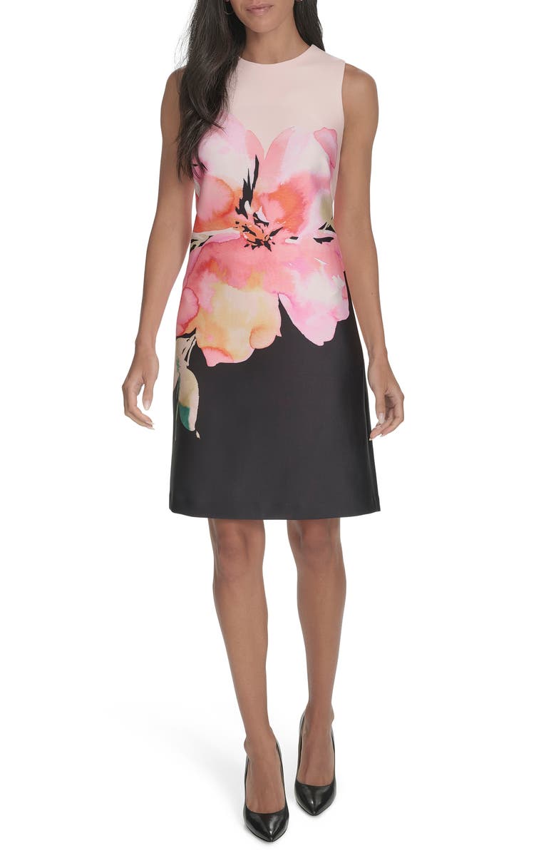 Calvin Klein Big Floral Shift Dress, Alternate, color, Tulip Multi