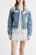 LoveShackFancy Amana Lace Patch Denim Jacket