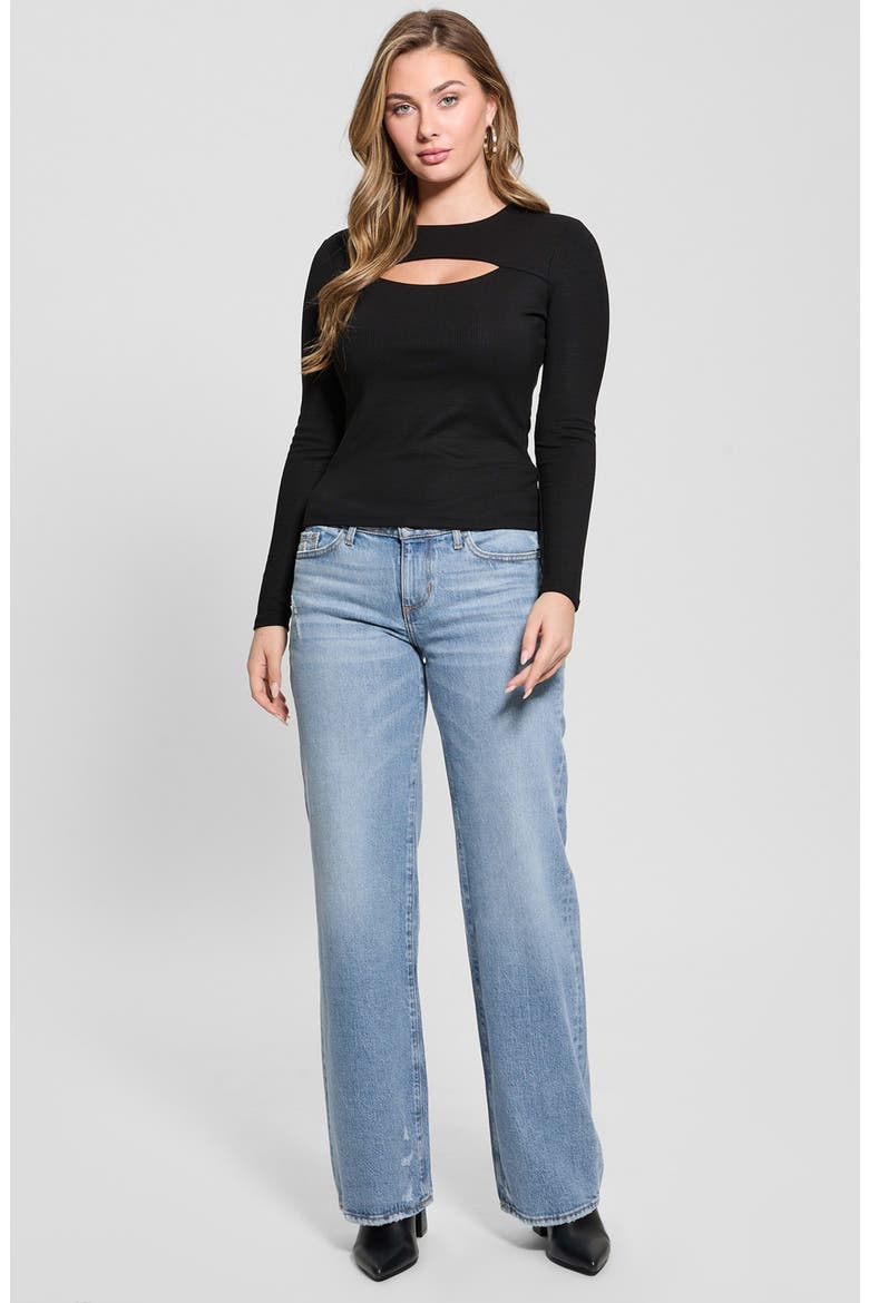 Low Rise Distressed Slouchy Straight Leg Jeans, Alternate, color, BLUE