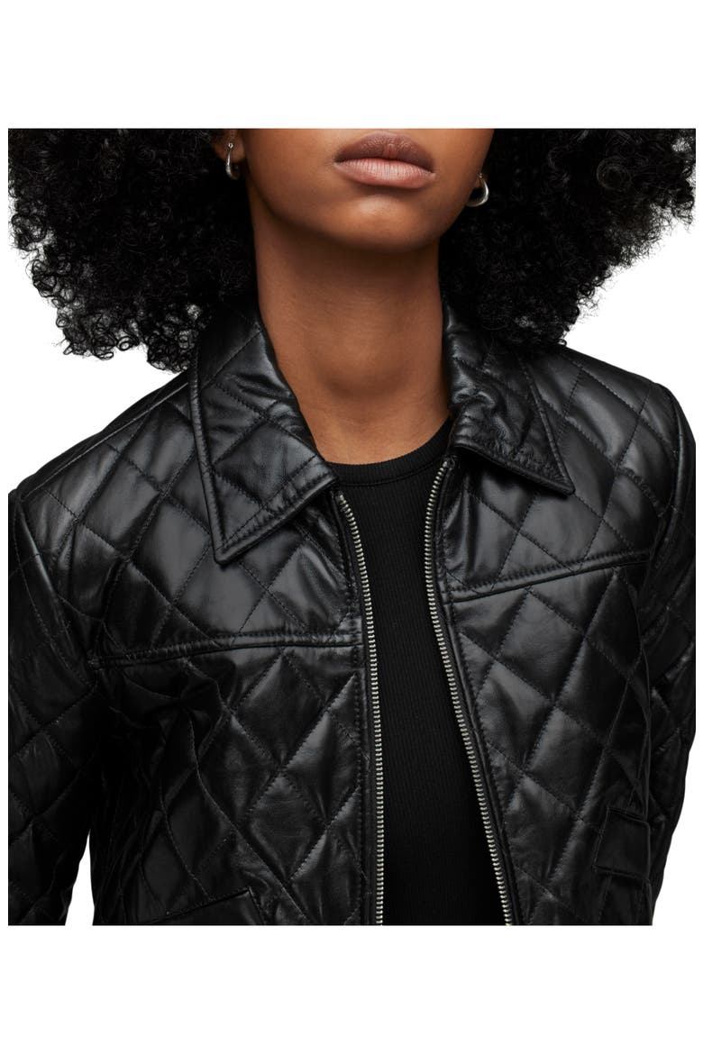 Quinn Quilted Leather Bomber Jacket, Alternate, color, HIGH SHINE BLACK