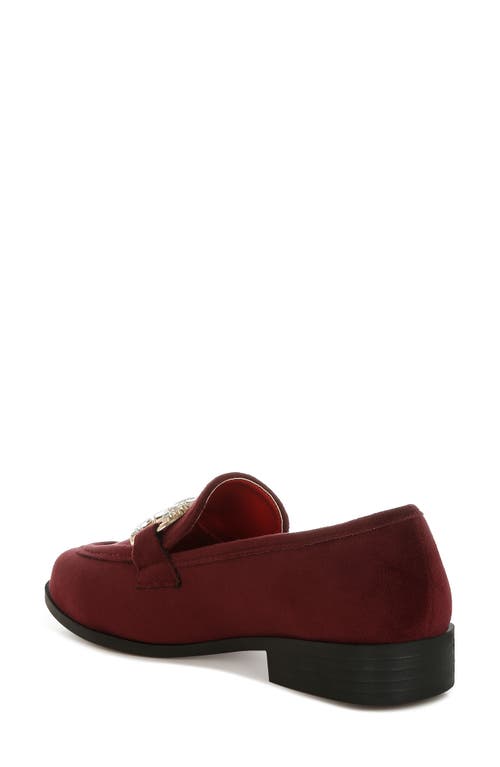 Rag & Co Women's Red Maestro Diamante Embellished Horsebit Loafers In Burgundy In Burgundy