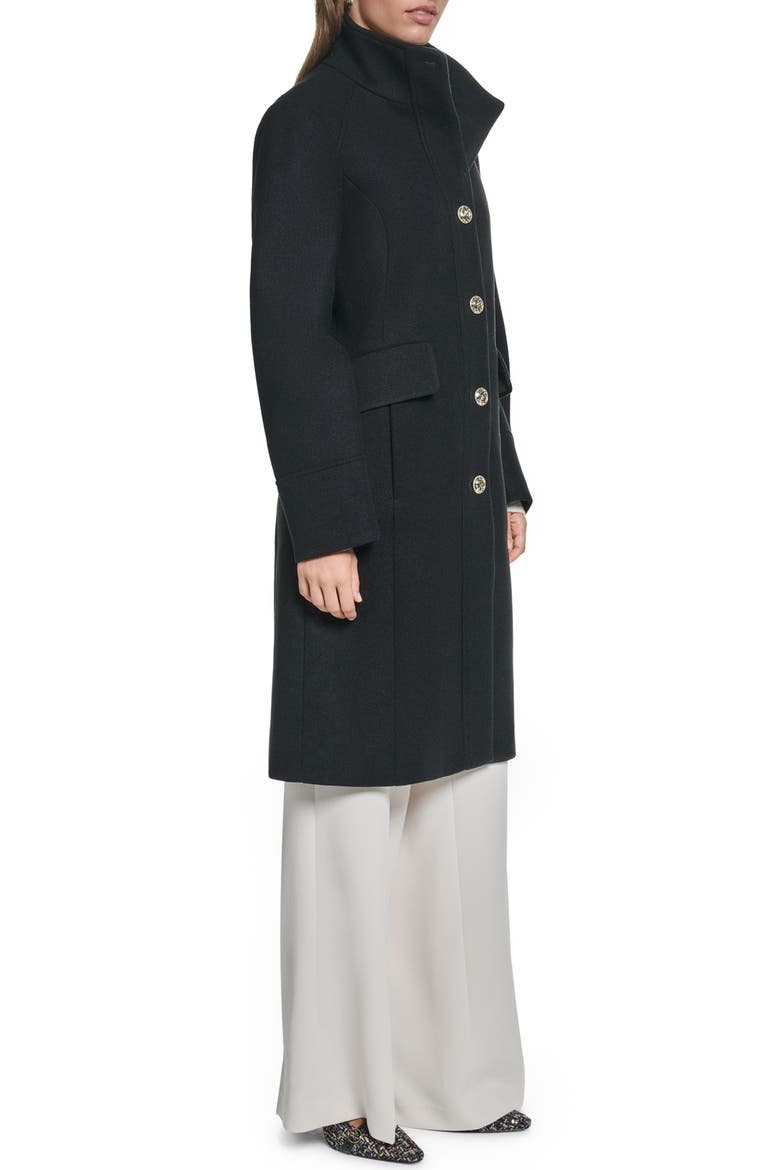 Trapunto Shoulder Walker Coat, Alternate, color, BLACK