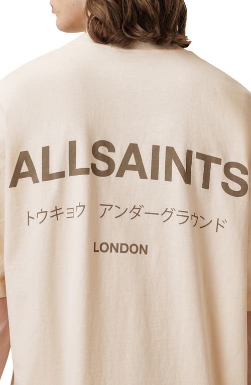 Allsaints Mens Underground Logo-print Relaxed-fit Cotton T-shirt Sandy White In Pink