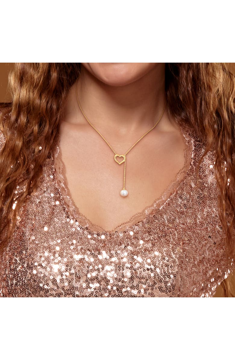 Julianna B. Cultured Pearl Heart Lariat Necklace 10k, Alternate, color, Pearl