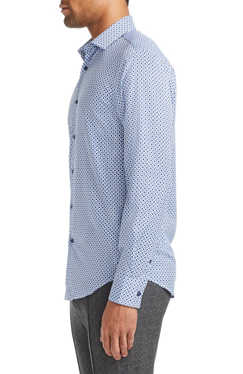 Brooklyn Brigade Slim Fit Geo Print Four Way Stretch Cool Temp Dress Shirt, Alternate, color, 