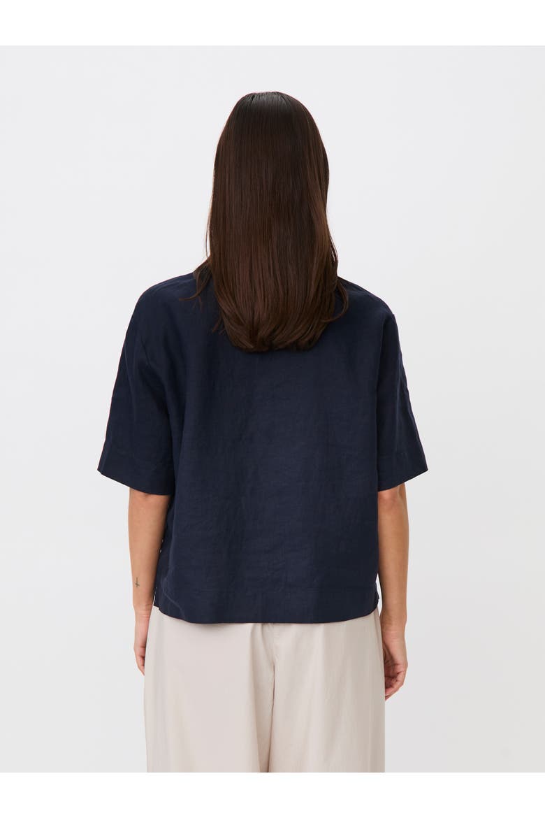 Madolorea Linen Short Sleeve Tunic Top, Alternate, color, Navy