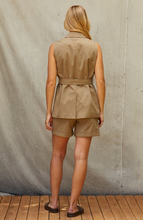 CRESCENT CRESCENT BELTED SLEEVELESS BLAZER