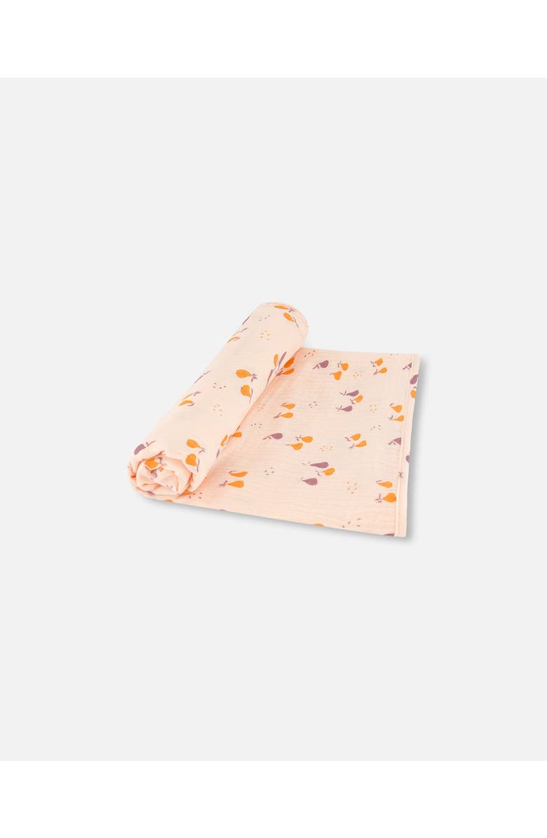 Deux par Deux Baby Girl's Printed Muslin Blanket Peach With Pears, Main, color, Peach With Pears Print