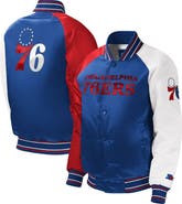 STARTER Youth Starter Royal Philadelphia 76ers Raglan Full-Snap Varsity Jacket