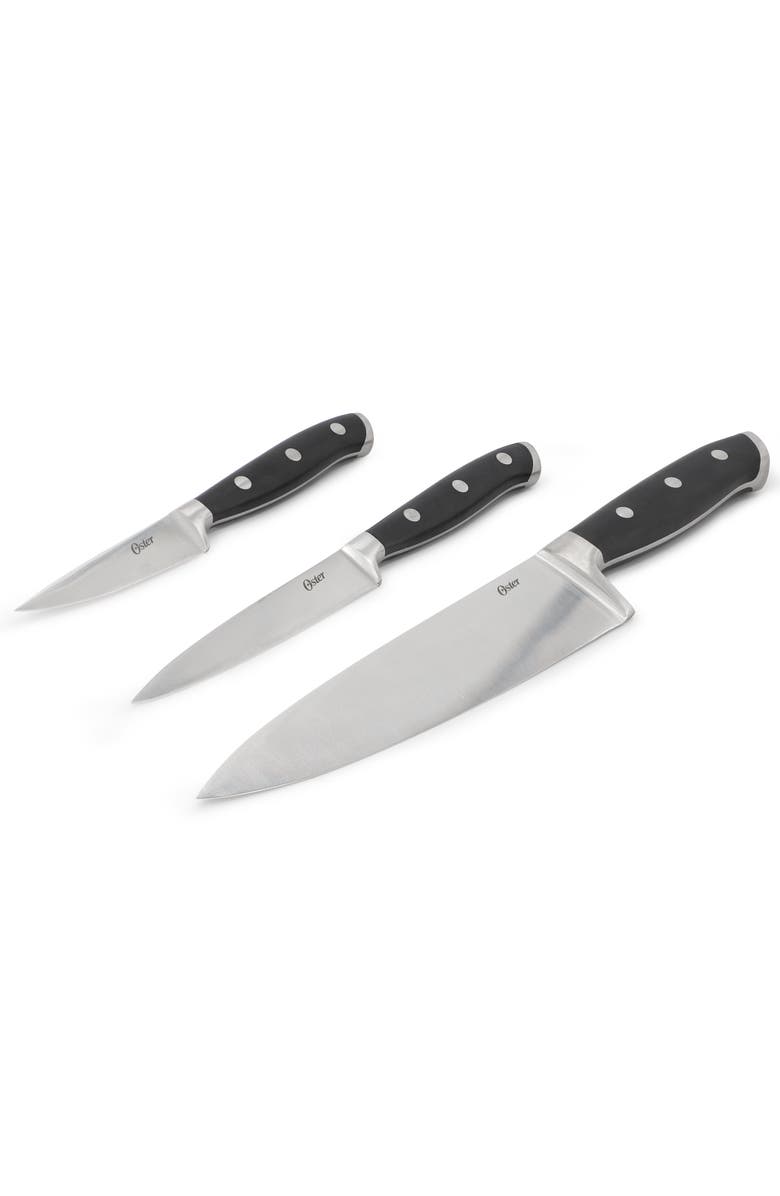OSTER Ginley 3 Piece Stainless Steel Cutlery Set, Alternate, color, Black