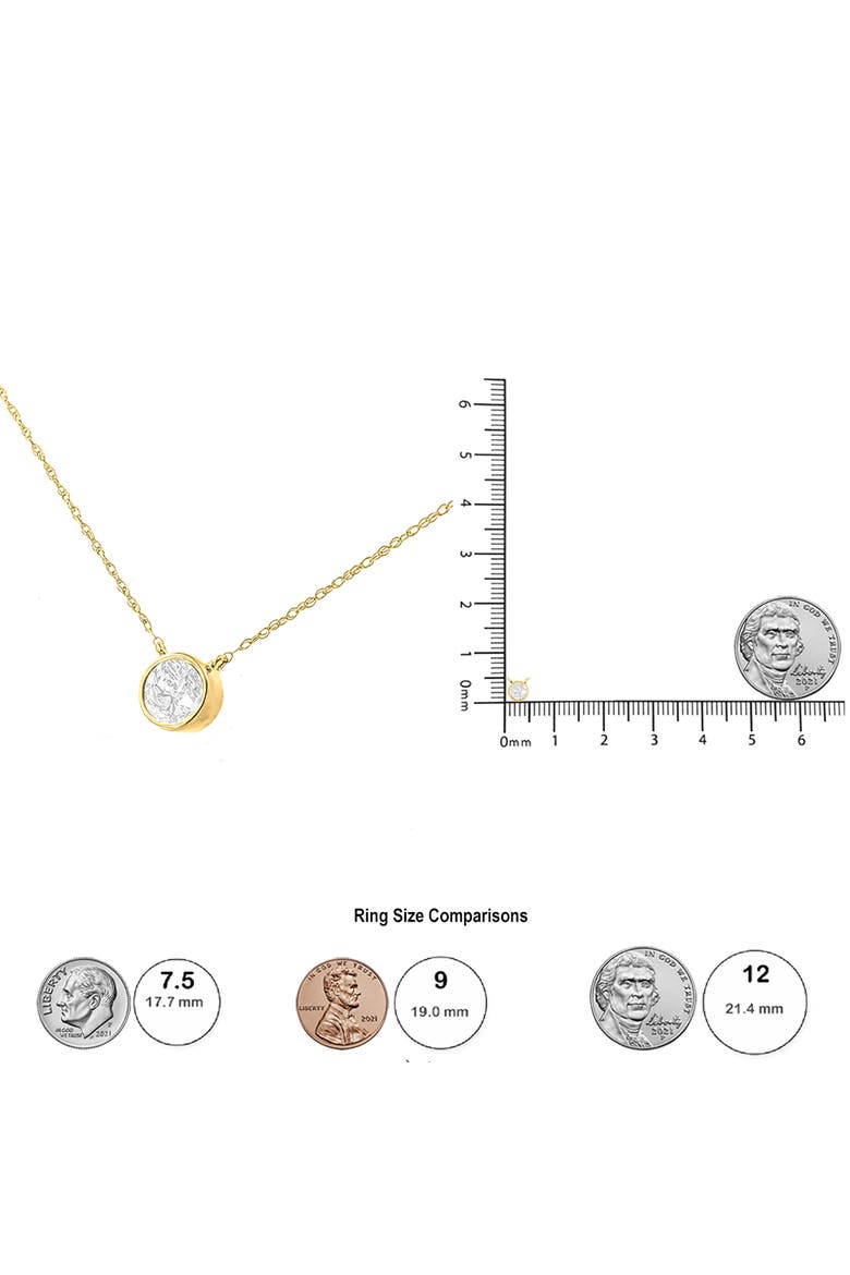 14K Yellow Gold Plated Silver 1/2 Cttw Round-Cut Diamond Bezel Pendant Necklace, Alternate, color, Yellow