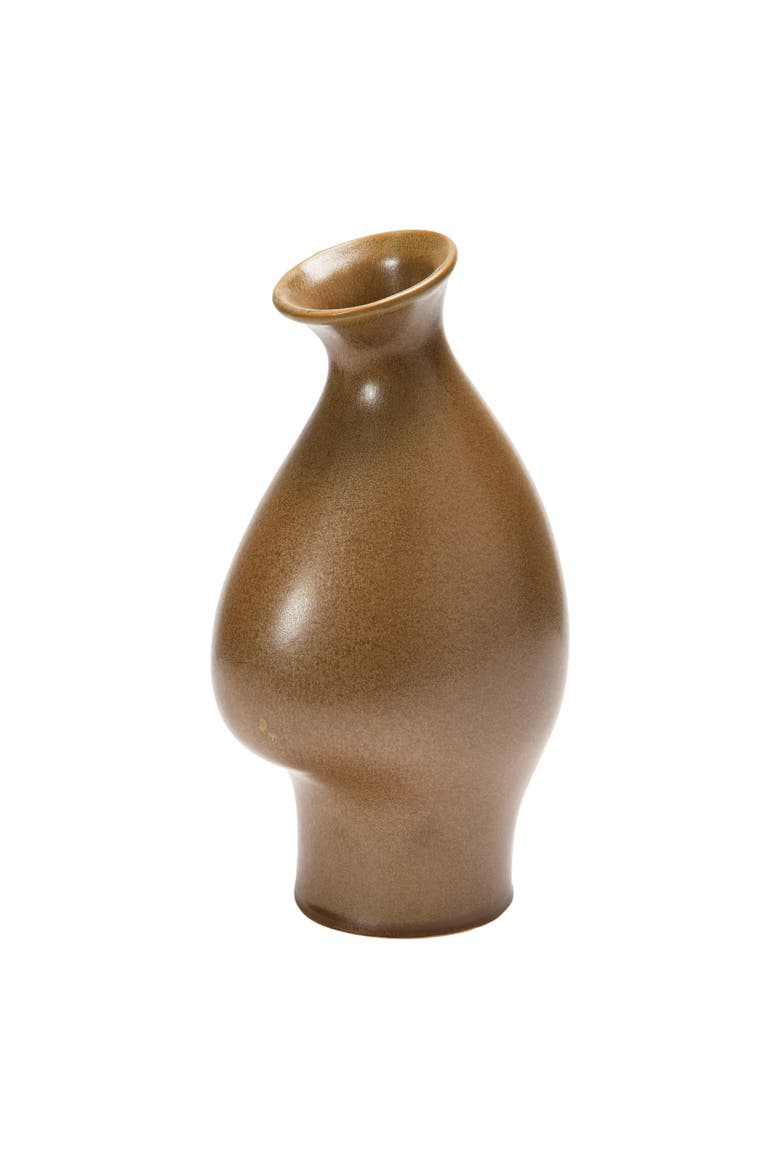 Stoneware Organic Shaped Vase, Speckled Reactive Glaze, Main, color, Brown